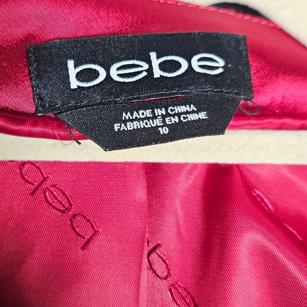 Bebe Red Satin Cropped Tailored Evening Jacket Women's 10 - Picture 7 of 8